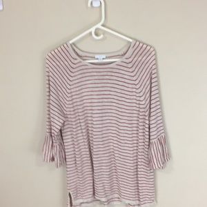 J Jill Cream and Red Stripe Linen Blend Lightweight Sweater Size XL